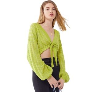 Urban Outfitters neon green front tie crop cardigan S